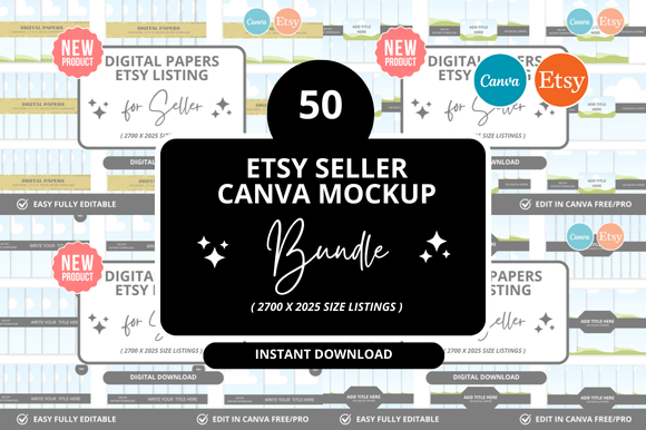 50 Digital Papers Etsy Listings Mockup: Elevate Your Brand Presentation