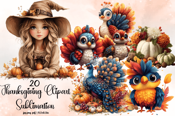 Elevate Autumn Projects with Thanksgiving Clipart Sublimation