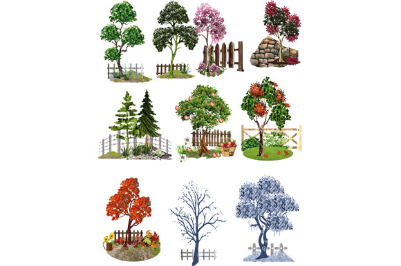 Enhance Visual Storytelling with All-Season Tree and Fence Graphics