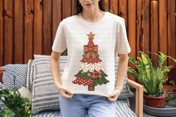 Patchwork Christmas Tree PNG: A Charming Design Asset