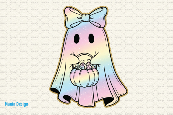 Retro Neon Pastel Ghost Halloween PNG: A Vibrant Design Asset
