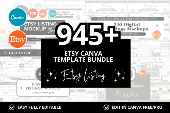 Transform Your Etsy Shop with the 945+ Canva Template Bundle