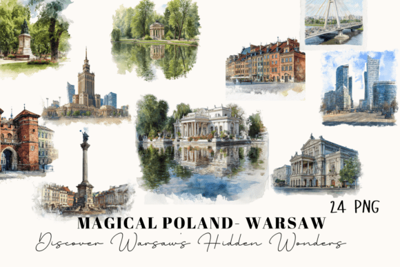 Watercolor Landmarks of Warsaw: A Design Asset Collection